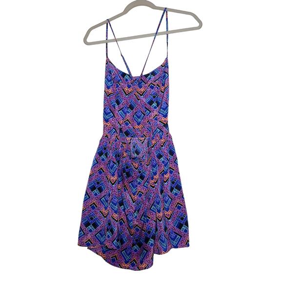 Bethany Mota Aeropostale Dress Small Purple Geometric Strappy Zipper Boho Mini - Picture 3 of 11